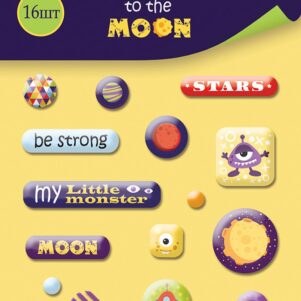 Набор эпоксидных наклеек 16шт от Scrapmir Ticket to the Moon Уценка!
