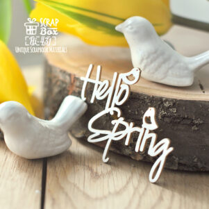 Чипборд надпись "Hello spring" с птичками Hi-431