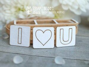 Чипборд надпись І Love U квадратиками Hi-217
