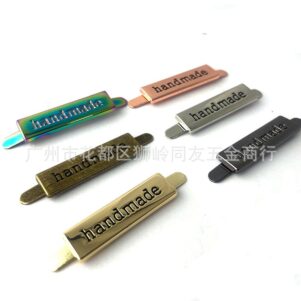 Лейбл металлический прямоугольный HAND MADE
